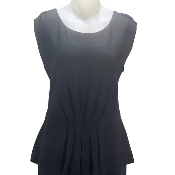 TAYLOR Dress Women's Size10 Sheath Black Stretch Ponte Peplum Pencil Midi - Picture 4 of 13